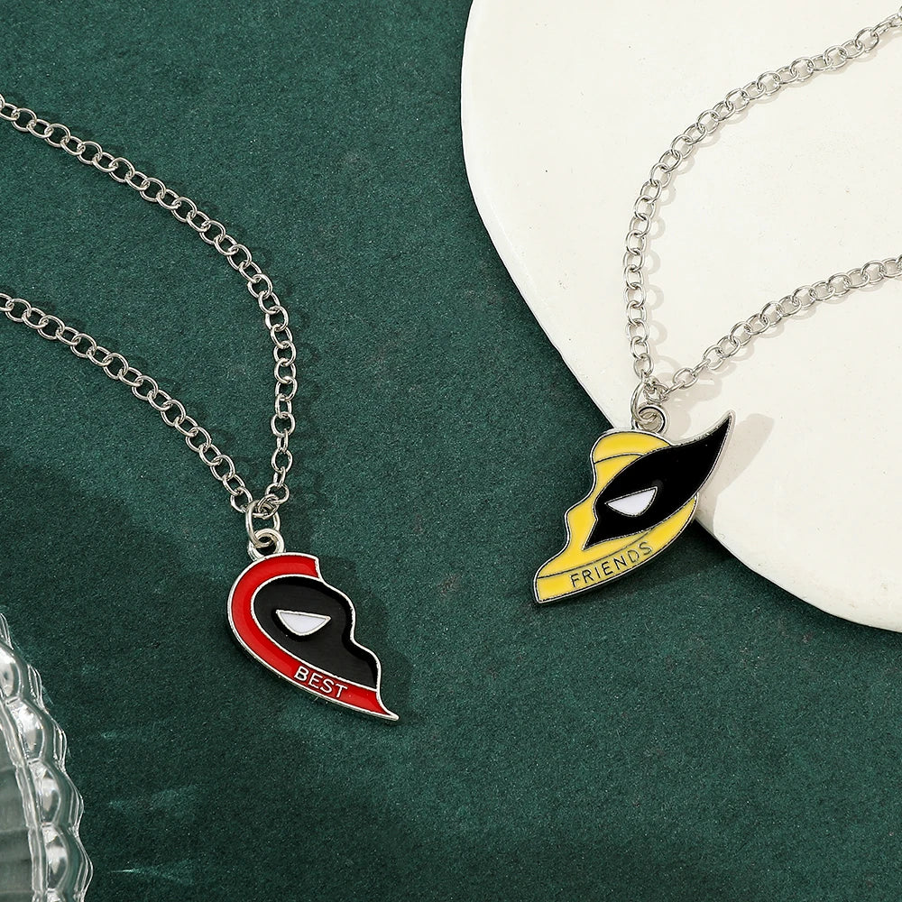 Collier Duo Deadpool Wolverine - Pendentifs Coeur Best Friends