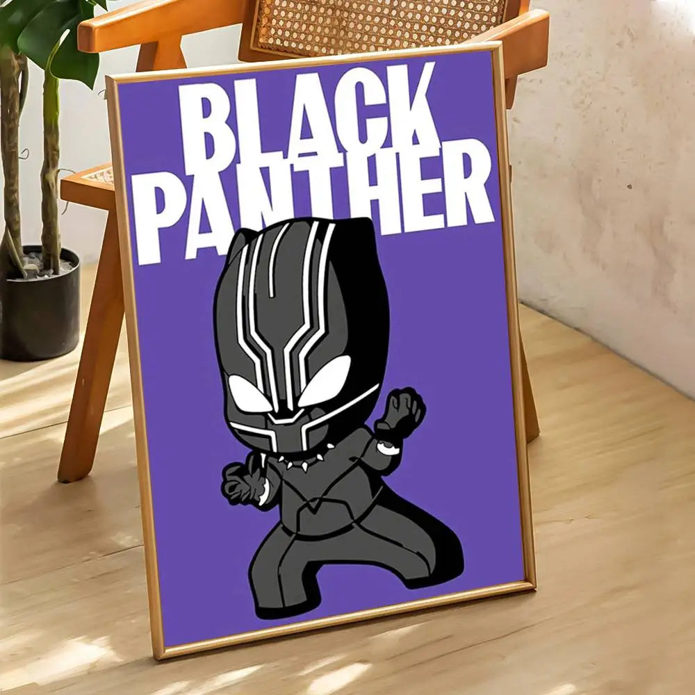 Affiche Chibi Black Panther - Fond Violet