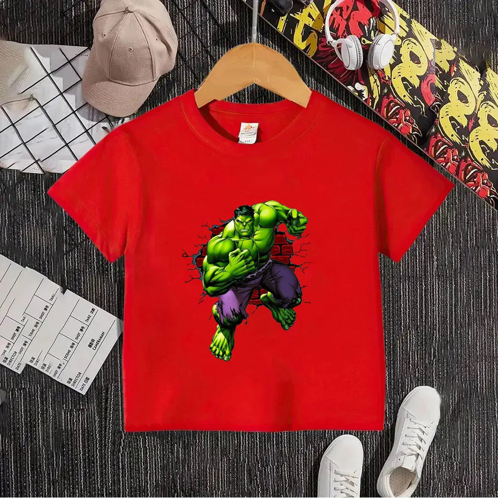 T-Shirt Enfant Hulk - Traversant Mur de Briques Blanc