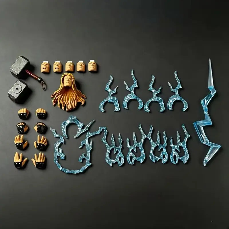 Figurine Thor - Effets Lumineux Marteau Mjolnir Cape en Tissu