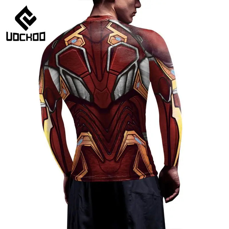 T-Shirt Compression Iron Man - Manches Longues Armure Rouge