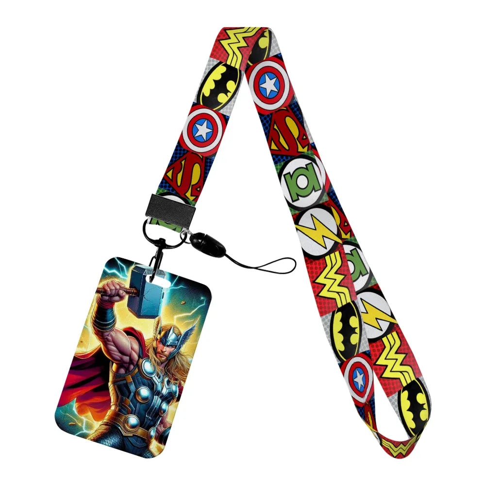 Porte-Badge Thor - Marteau Levé Éclairs Bleus