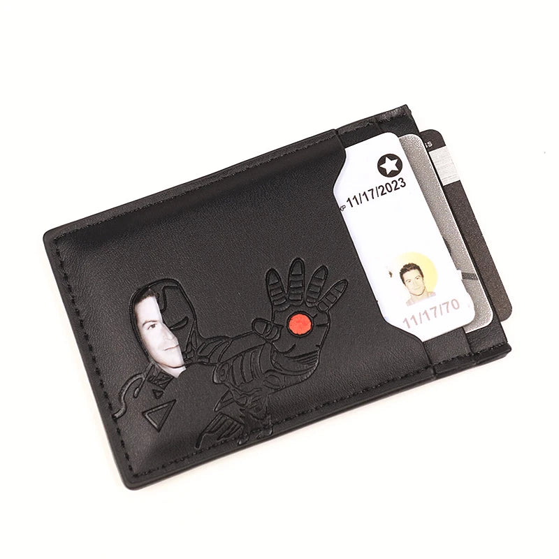 Portefeuille Cuir Iron Man - Porte-Cartes Slim Noir