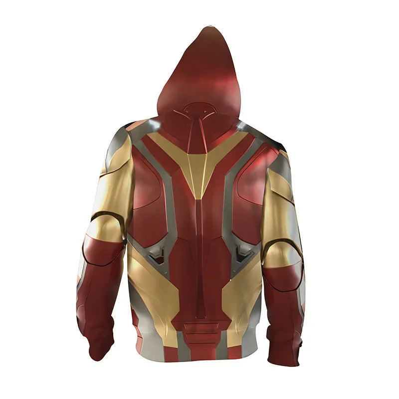 Sweat à Capuche Iron Man - Impression 3D Armure Rouge et Or