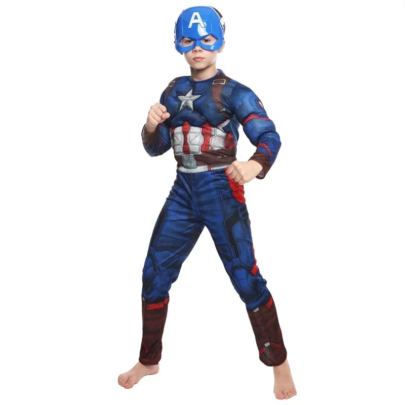 Costume Enfant Captain America - Combinaison Musclée avec Bouclier