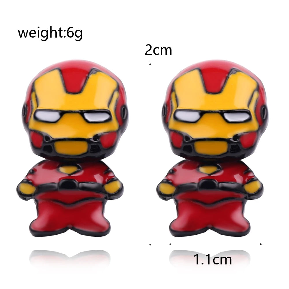 Boucles d'Oreilles Iron Man - Puces Émaillées Détachables