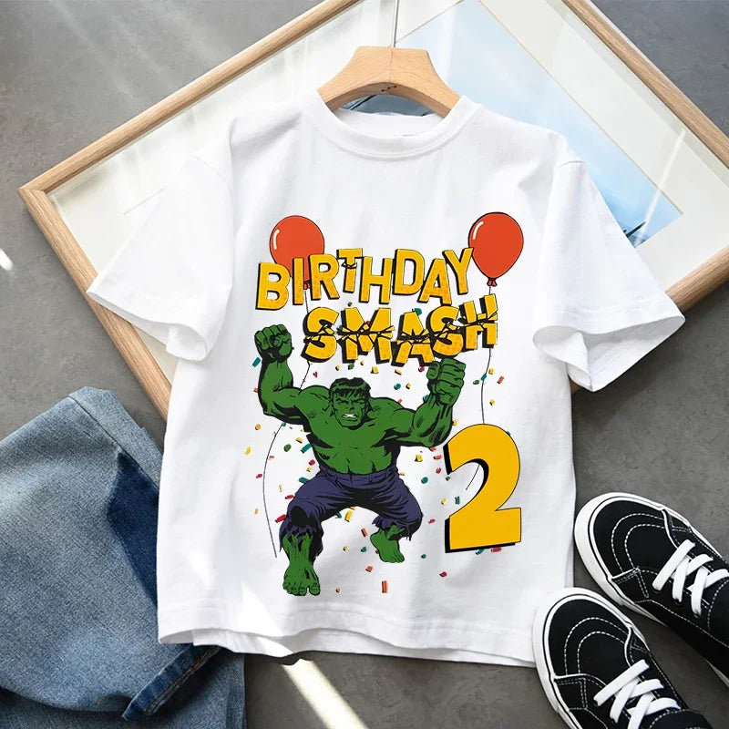 T-Shirt Anniversaire Hulk - Smash avec Chiffre Enfant