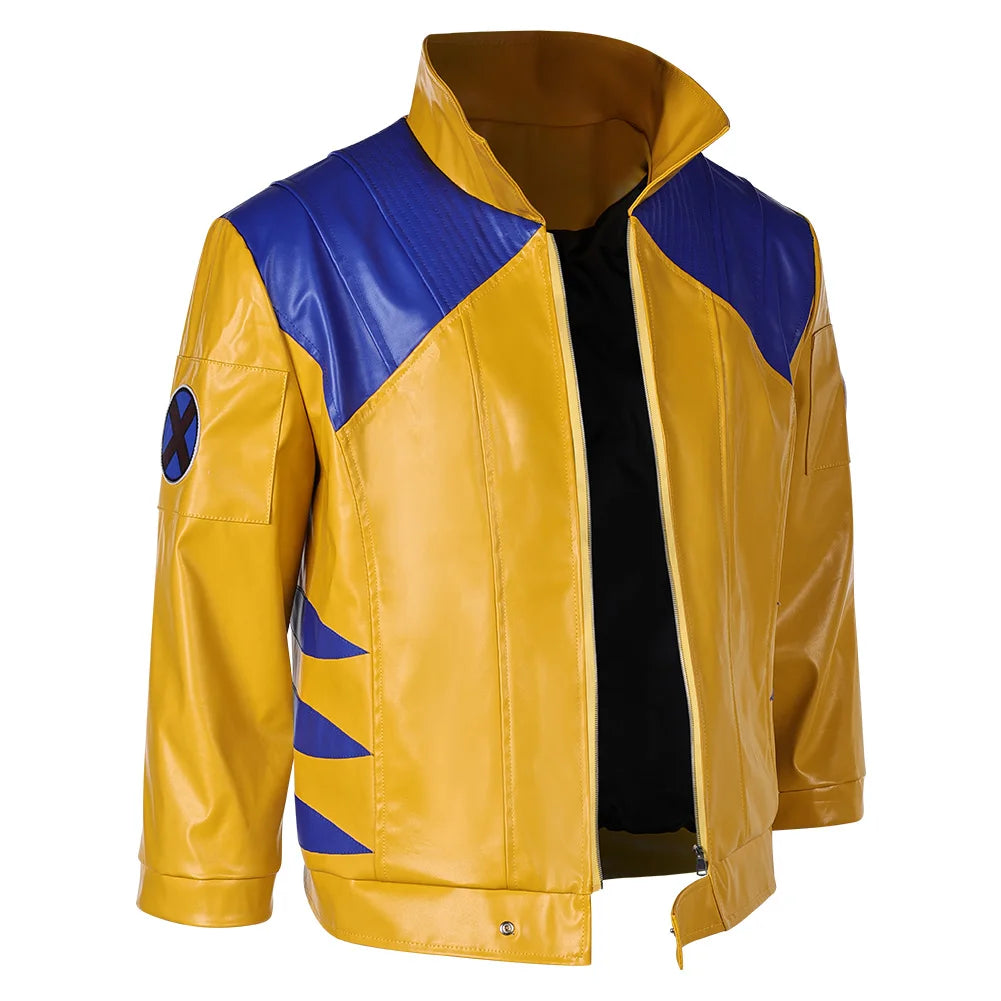 Déguisement Wolverine - Veste en Cuir Jaune et Bleue avec Griffes Métalliques