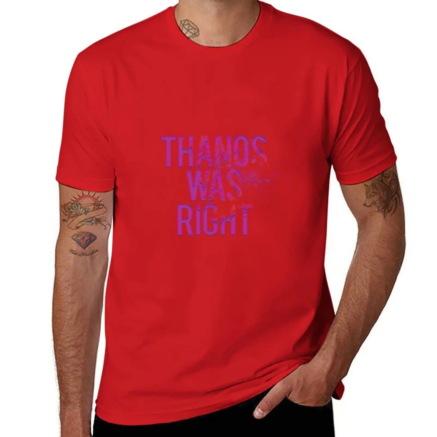 T-Shirt Thanos Was Right - Texte Effet Poussière Homme