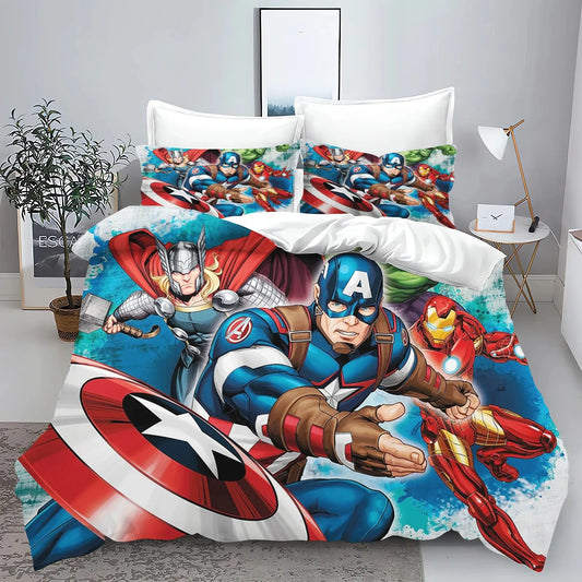 Housse de Couette Avengers - Comic Fond Bleu Éclaboussures
