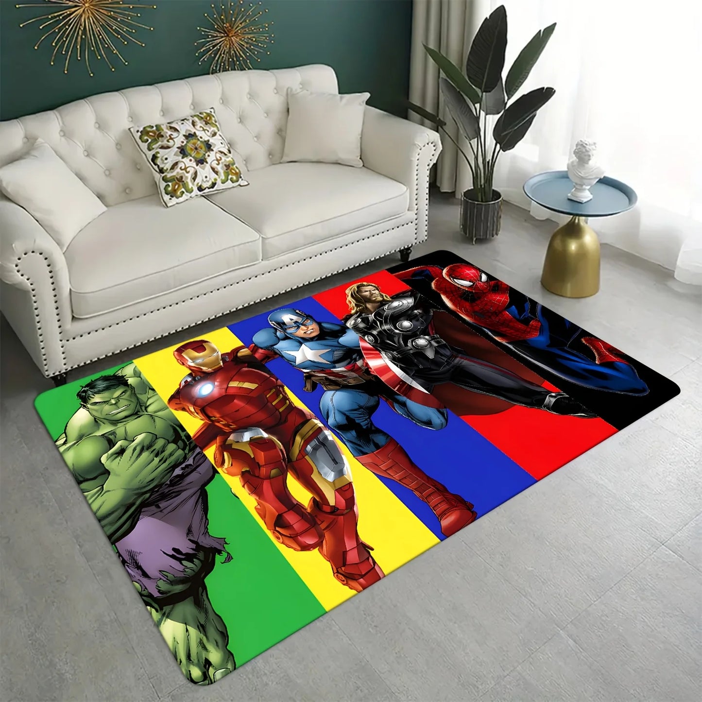 Tapis Avengers Groupe Héros - Bandes Colorées