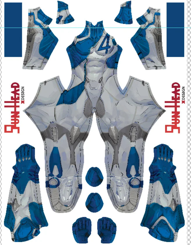 Déguisement Fantastic Four Mister Fantastic pour Femme - Combinaison Bleue et Grise Effet Armure