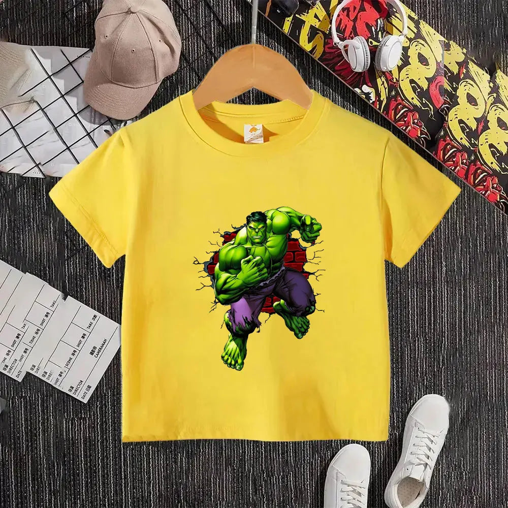T-Shirt Enfant Hulk - Traversant Mur de Briques Blanc