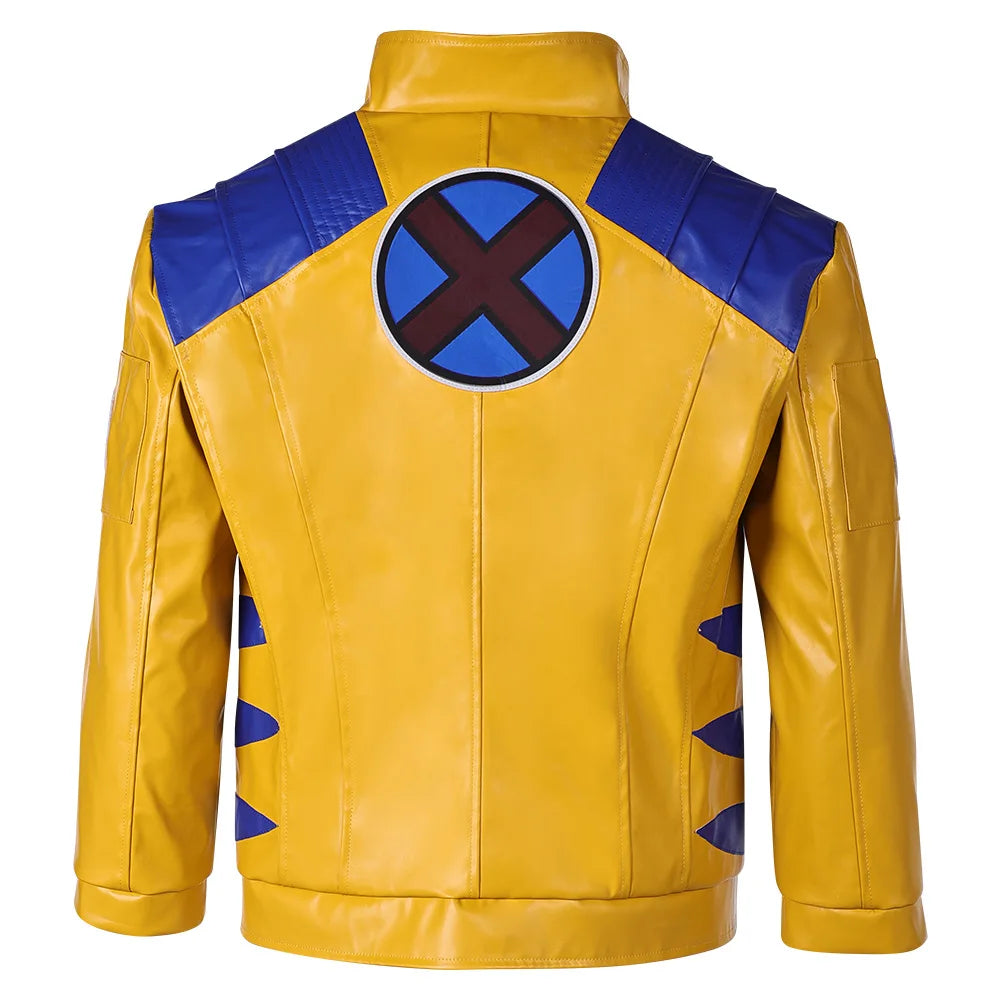Déguisement Wolverine - Veste en Cuir Jaune et Bleue avec Griffes Métalliques