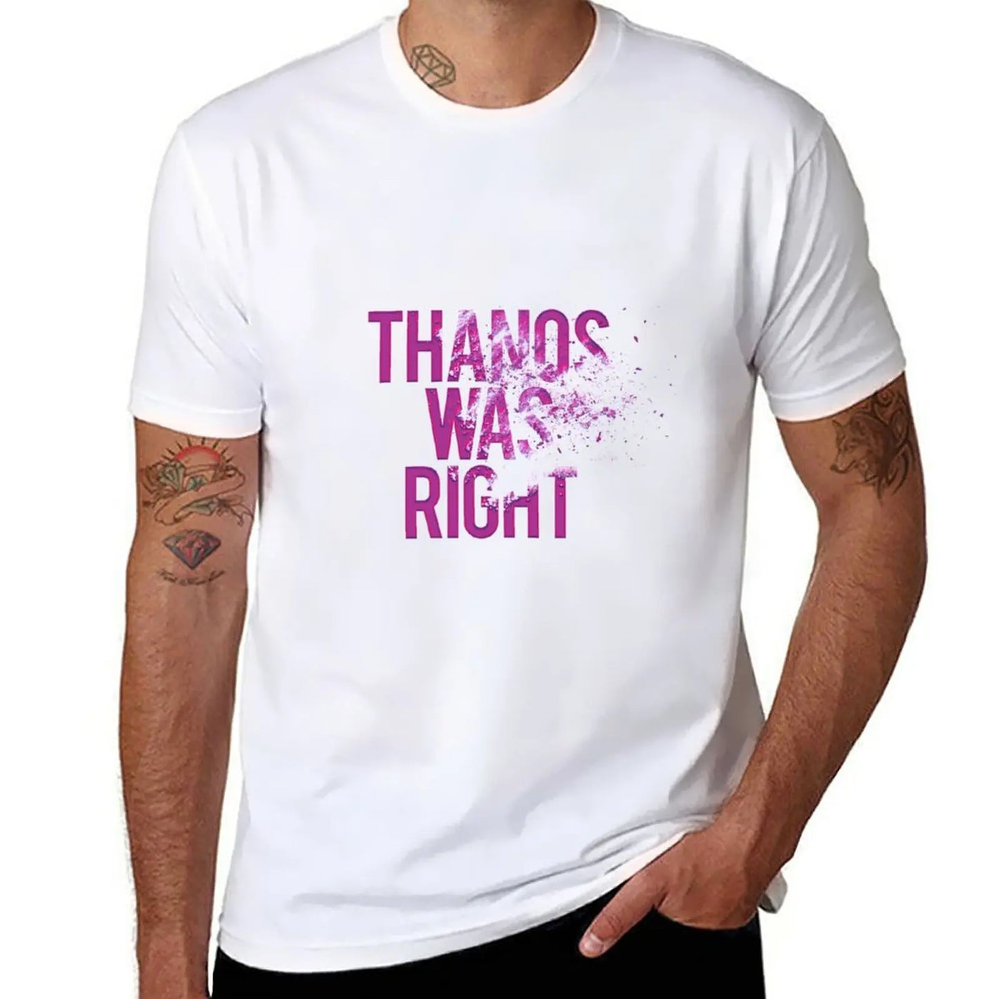 T-Shirt Thanos Was Right - Texte Effet Poussière Homme