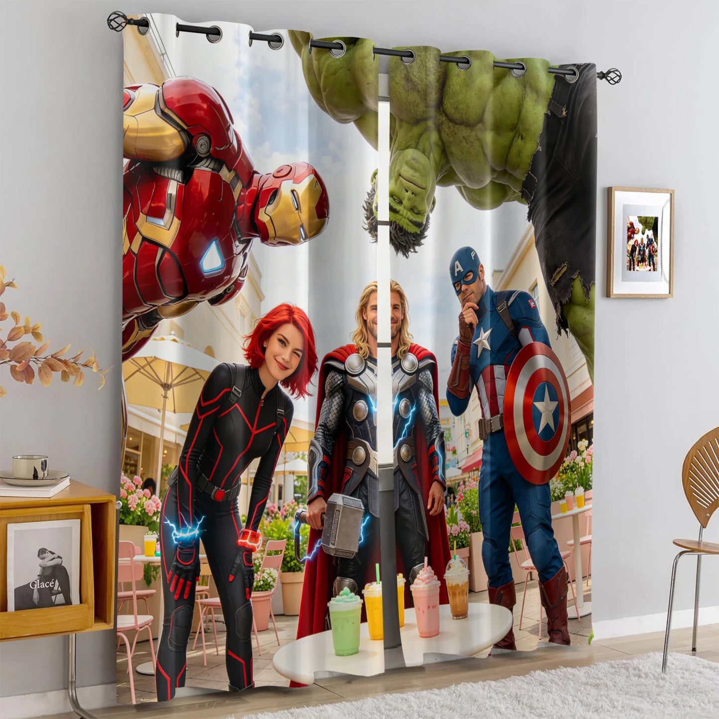 Rideaux Avengers Superhero - Occultant Rouge Équipe