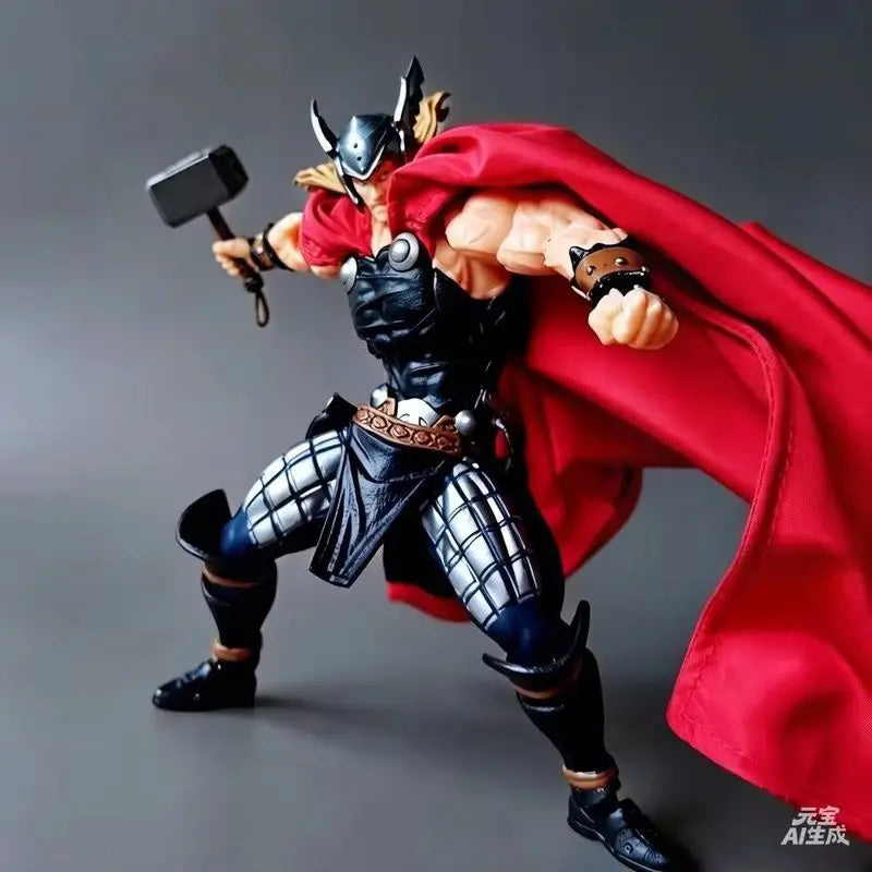 Figurine Thor - Effets Lumineux Marteau Mjolnir Cape en Tissu