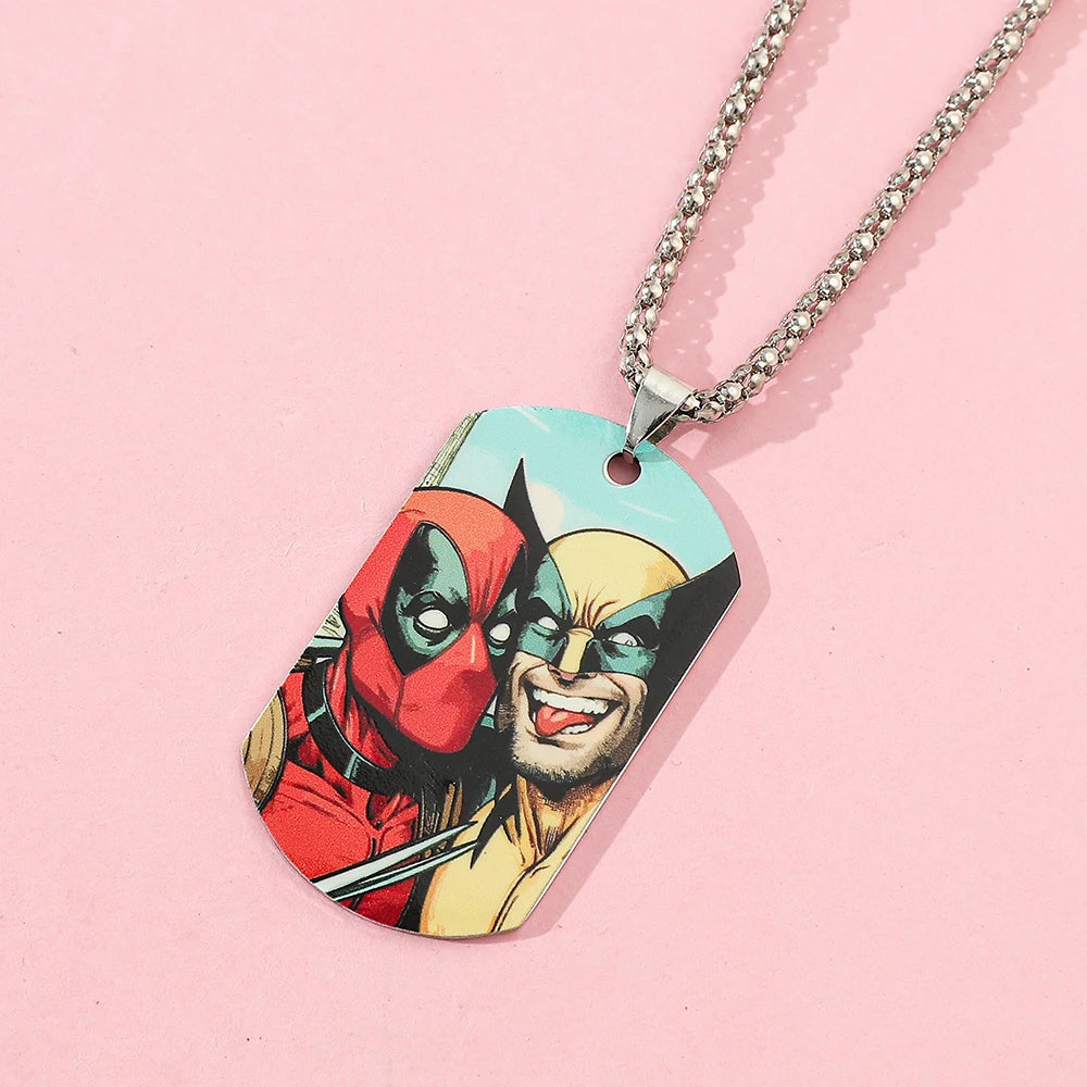Collier Plaque Militaire Deadpool & Wolverine - Selfie Souriant Comic