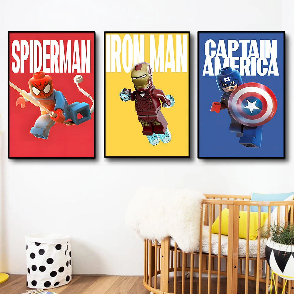 Poster Avengers Hulk - Style Lego Fond Vert