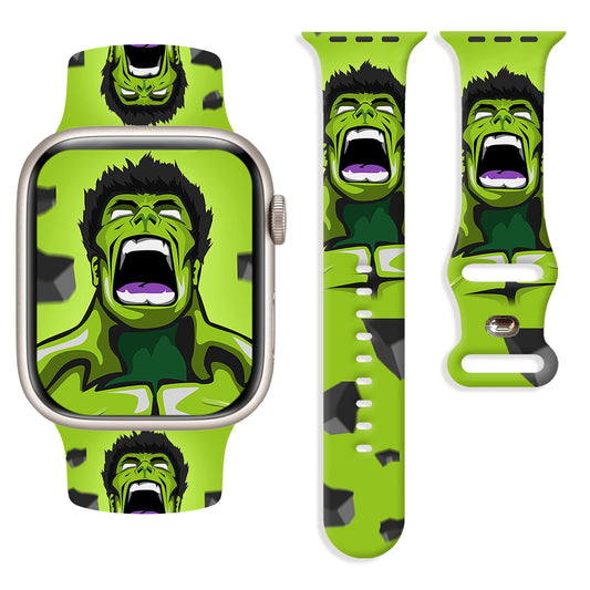 Bracelet Apple Watch Hulk - Visage Hurlant Vert Clair