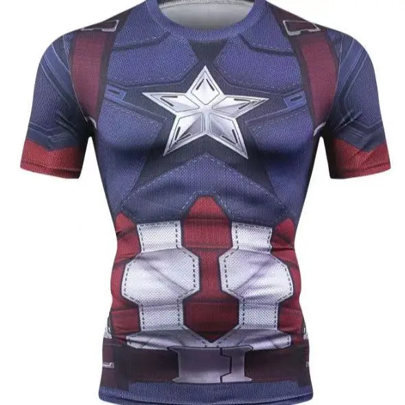 Maillot Compression Captain America - Etoile Bandes Diagonales