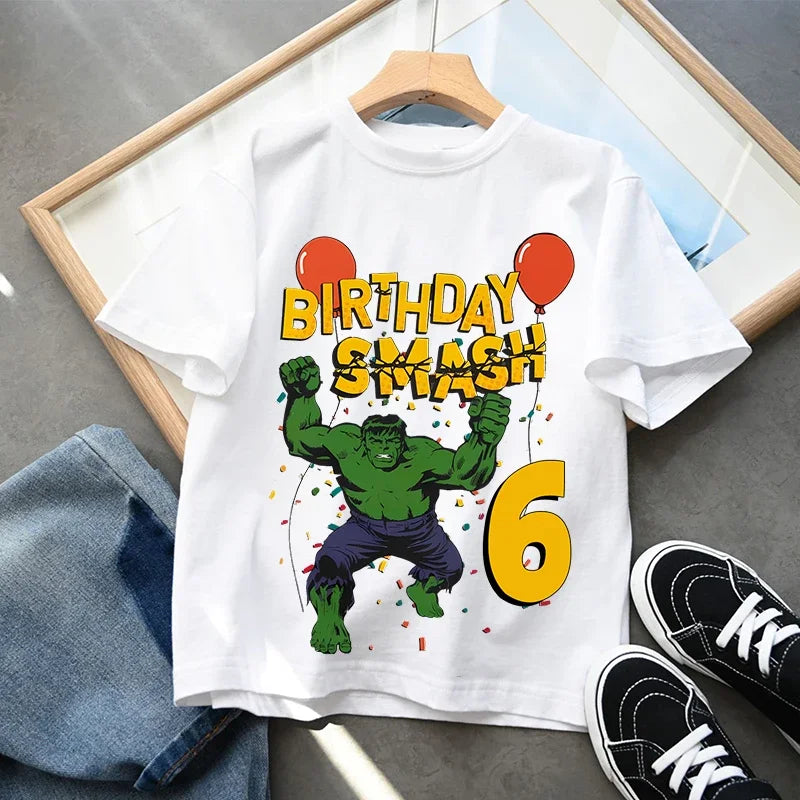 T-Shirt Anniversaire Hulk - Smash avec Chiffre Enfant