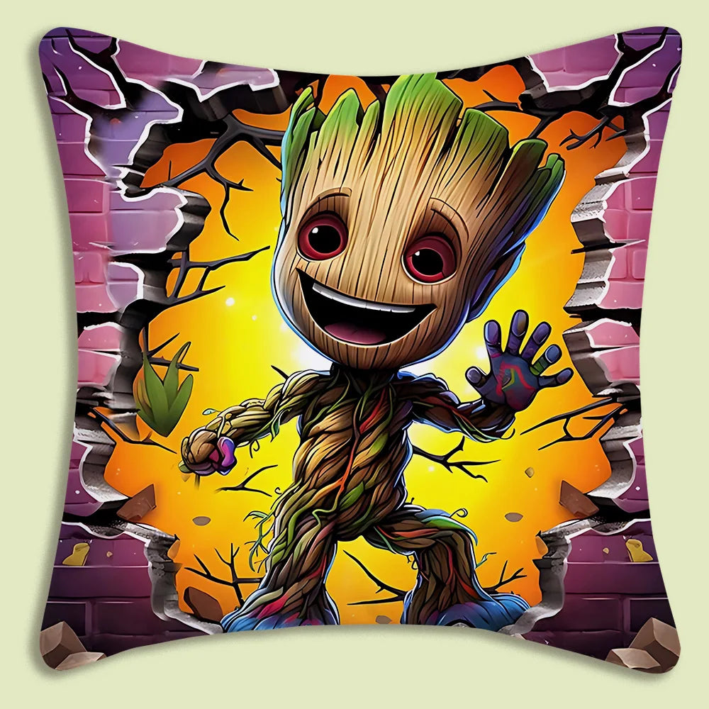 Housse de Coussin Baby Groot - DJ Casque Néon Let's Groot