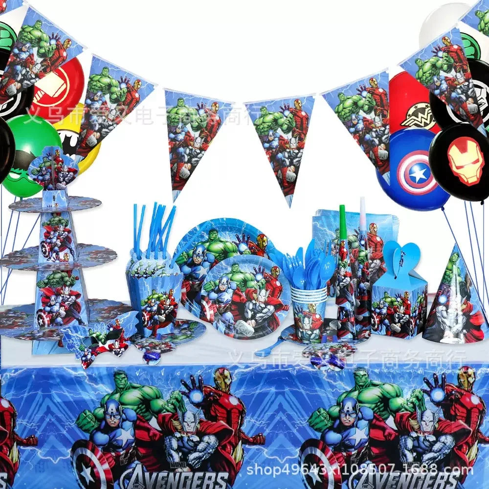 Décoration Anniversaire Avengers - Drapeau Gâteau