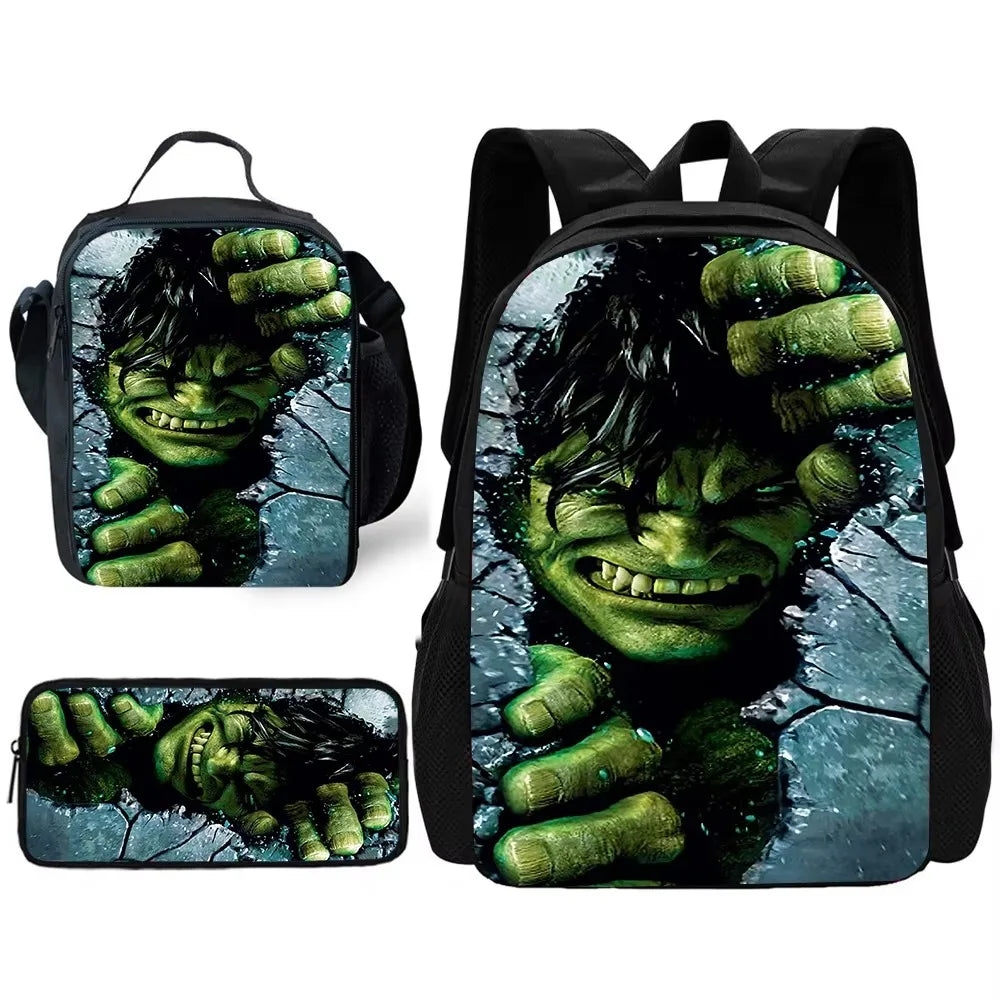 Ensemble Sac à Dos Hulk - Visage Émergeant du Mur en Pierre Fissuré