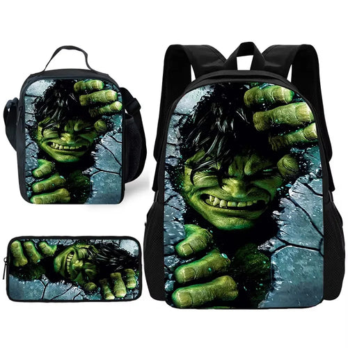 Ensemble Sac à Dos Hulk - Visage Émergeant du Mur en Pierre Fissuré