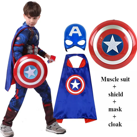 Costume Enfant Captain America - Combinaison Bouclier Masque Cape