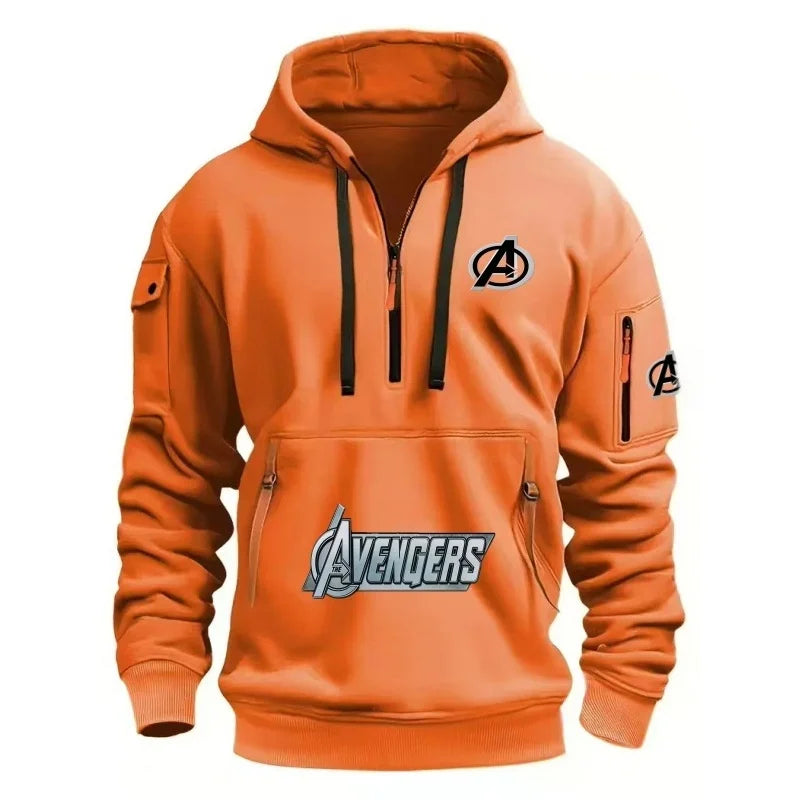 Sweat Capuche Demi-Zip Avengers Homme - Multi-Poches Noir Jaune