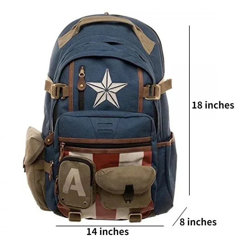 Sac à Dos Avengers Captain America - Style Militaire Vintage Étoile