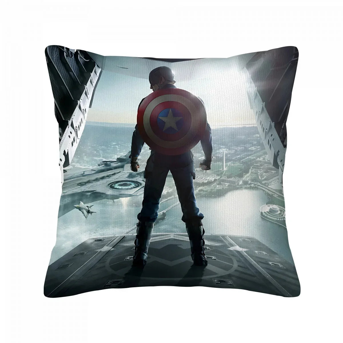 Housse de Coussin Captain America - Vue de Dos Saut d'Avion