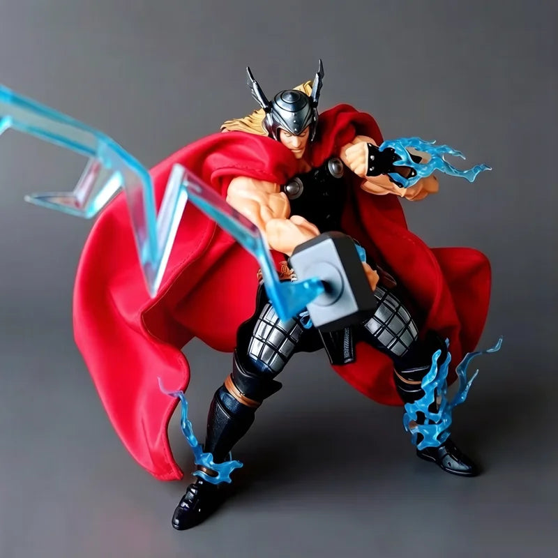 Figurine Thor - Effets Lumineux Marteau Mjolnir Cape en Tissu