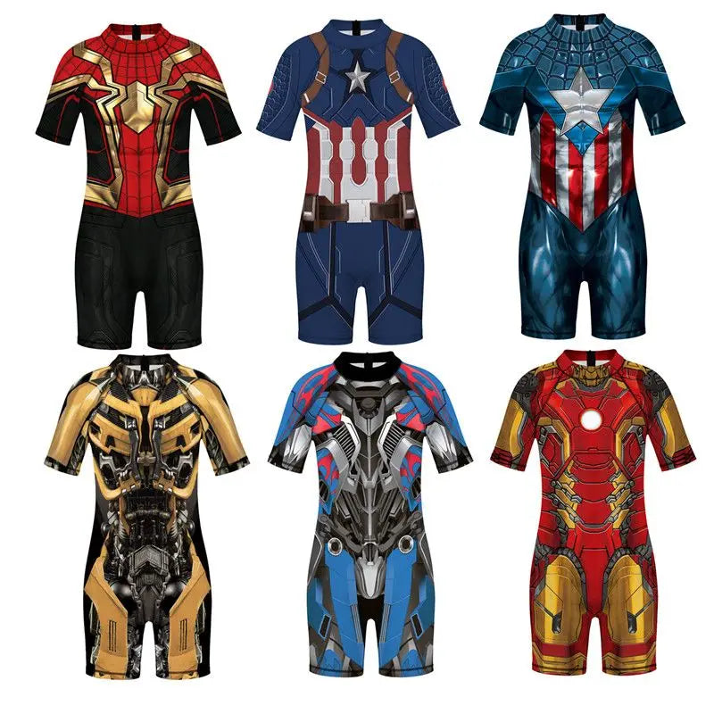 Combinaison Enfant Marvel Style Armure Robotique Bleu & Rouge