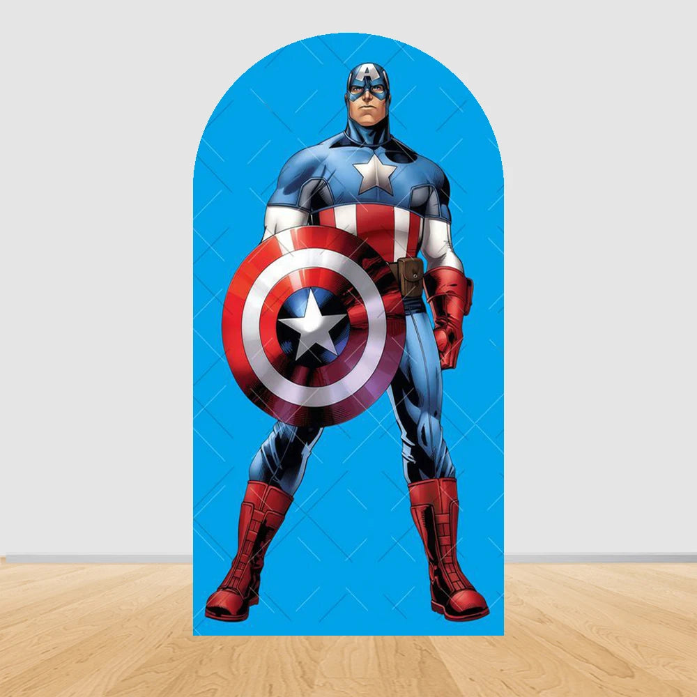 Fond de Fête Arche Avengers Captain America - Fond Bleu Uni
