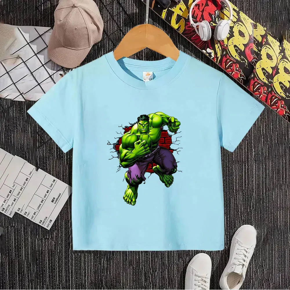 T-Shirt Enfant Hulk - Traversant Mur de Briques Blanc