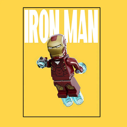 Poster Avengers Iron Man - Style Lego Fond Jaune