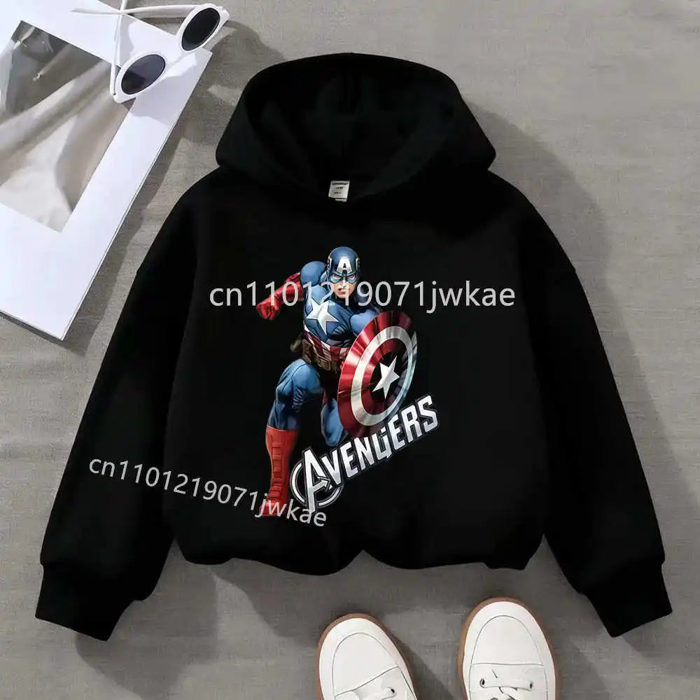 Sweat Capuche Enfant Avengers Captain America Solo - Noir