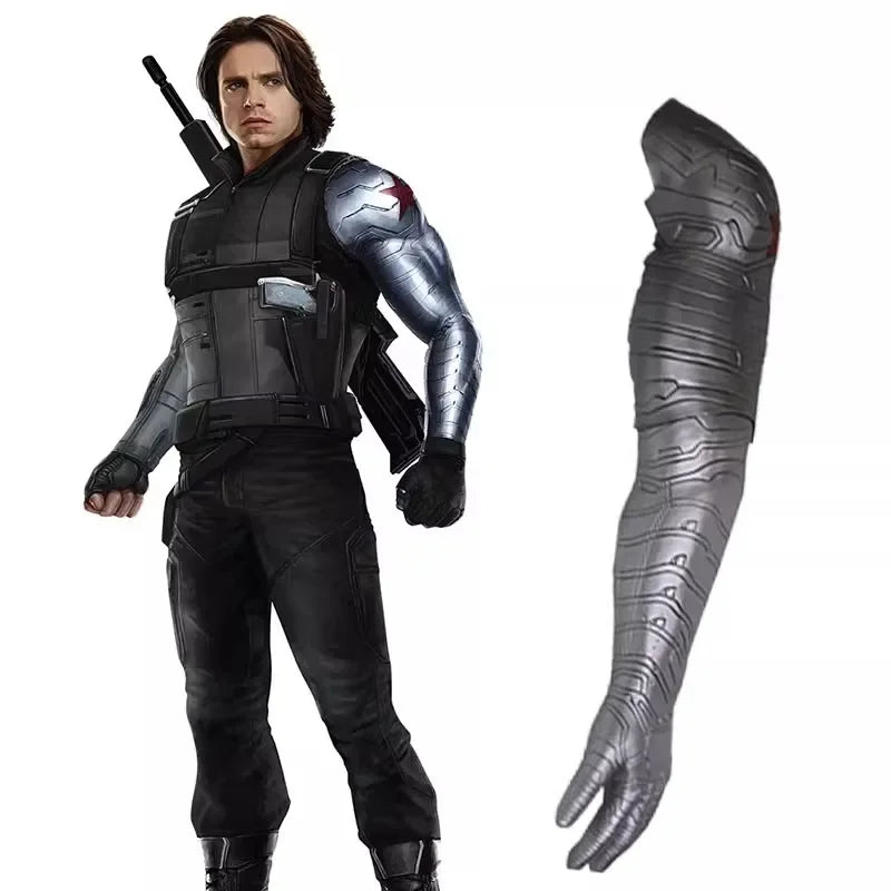 Bras Mécanique Winter Soldier - Prothèse Argentée avec Étoile Rouge