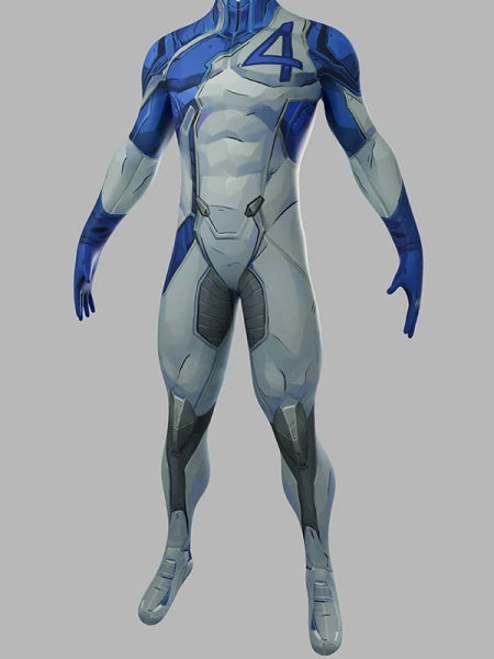 Déguisement Fantastic Four Mister Fantastic - Combinaison Bleue et Grise Effet Armure