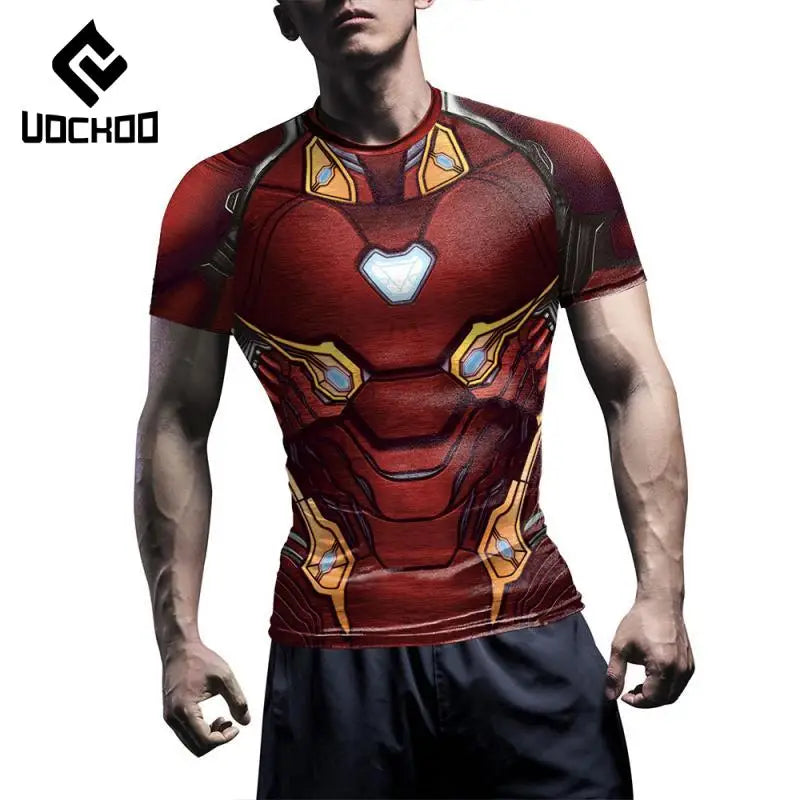 T-Shirt Compression Iron Man - Manches Longues Armure Rouge