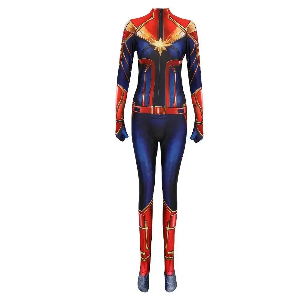 Déguisement Captain Marvel - Combinaison Bleue Rouge et Or