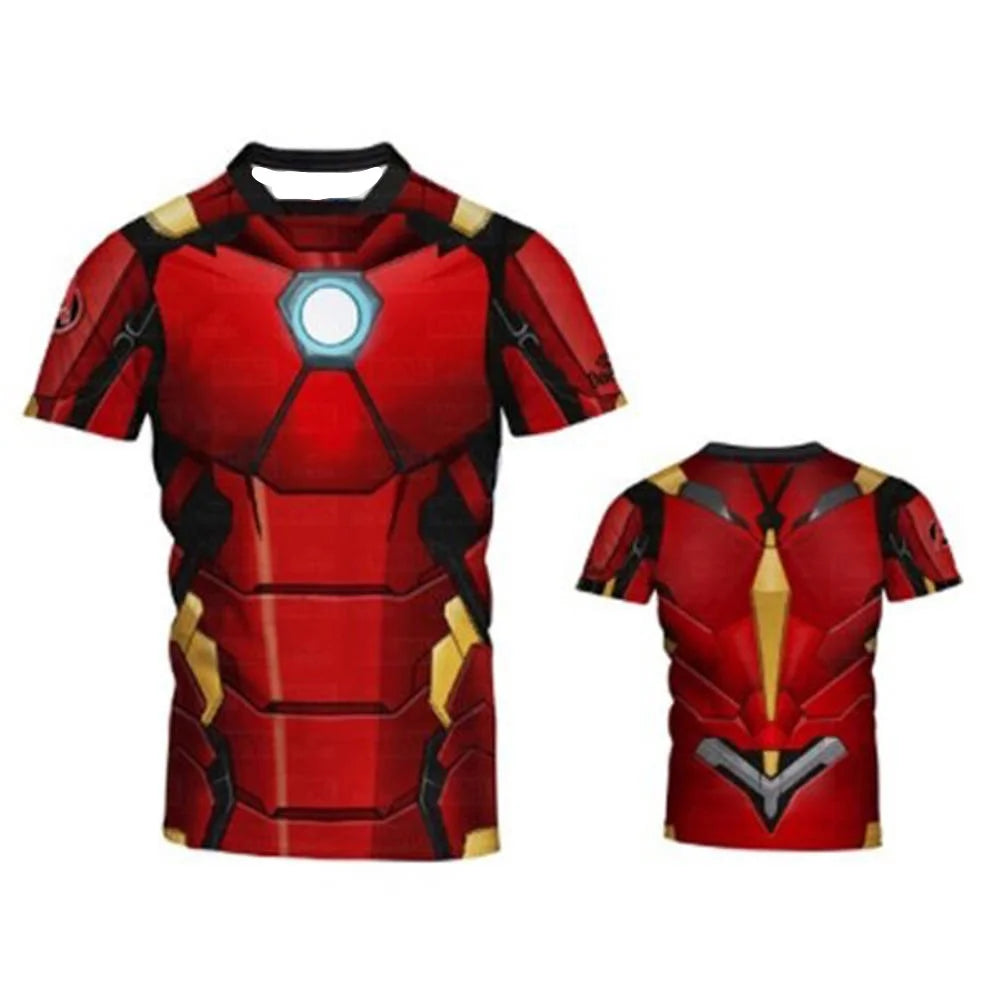 T-Shirt Compression Avengers Captain America - Tenue Tactique Bleu Marine