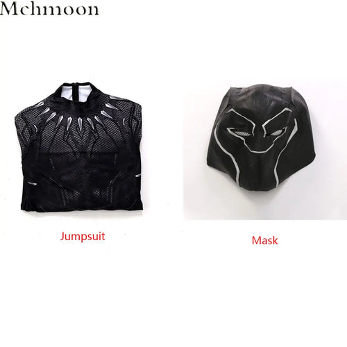 Déguisement Black Panther T'Challa - Jumpsuit Noir Maillage et Masque Griffes Argentées