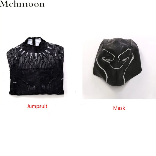 Déguisement Black Panther T'Challa - Jumpsuit Noir Maillage et Masque Griffes Argentées