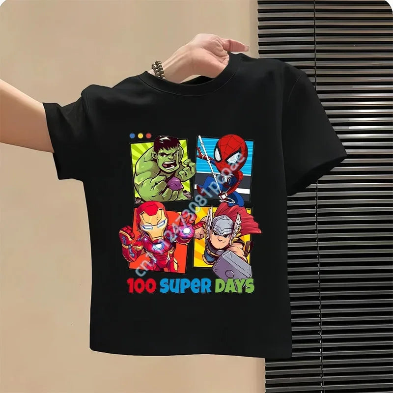 T-Shirt Enfant Avengers 100 Super Days - Noir