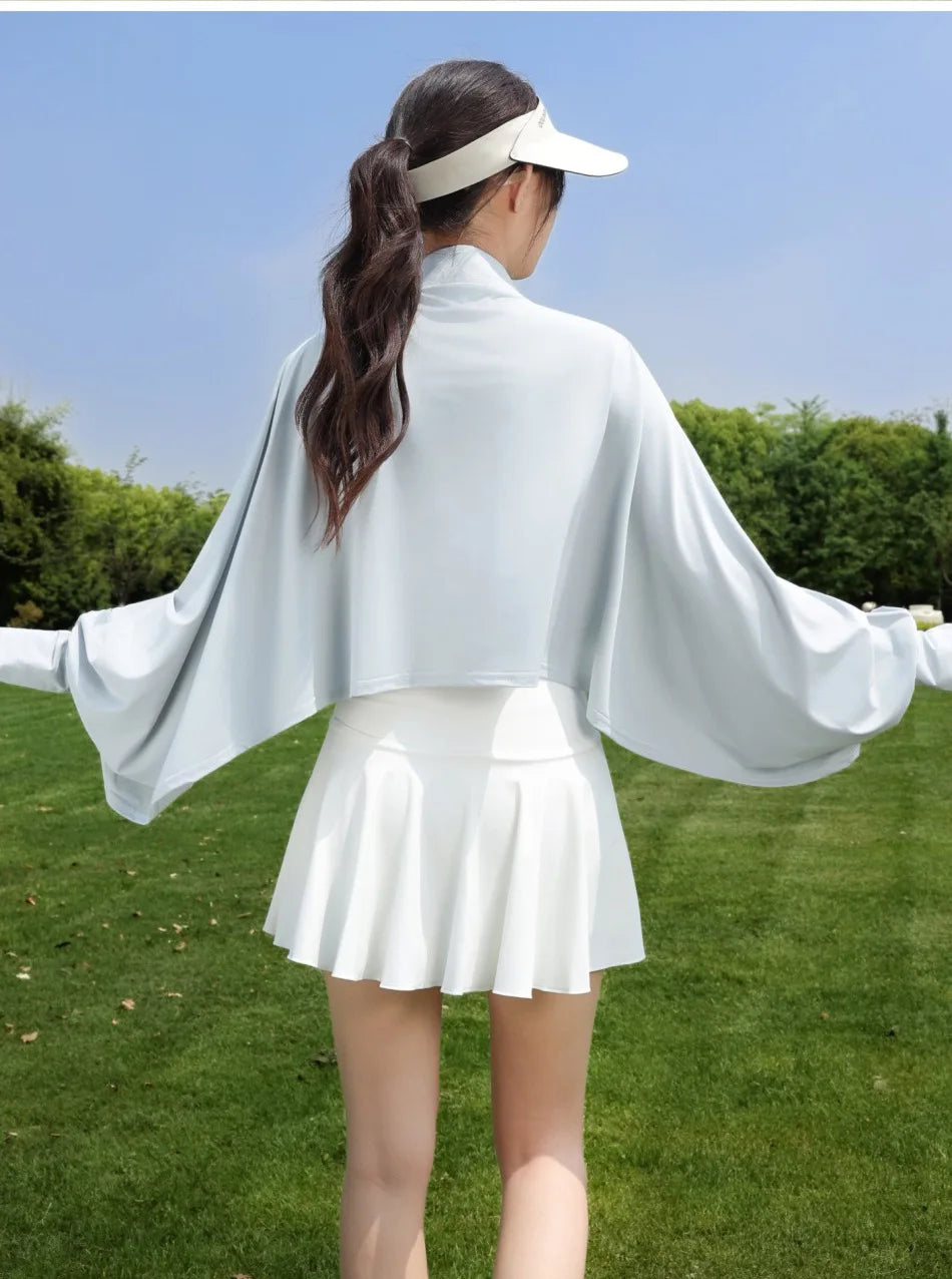 Cape Anti-UV Avengers Femme - Manches Longues Gris Clair Logo Brodé