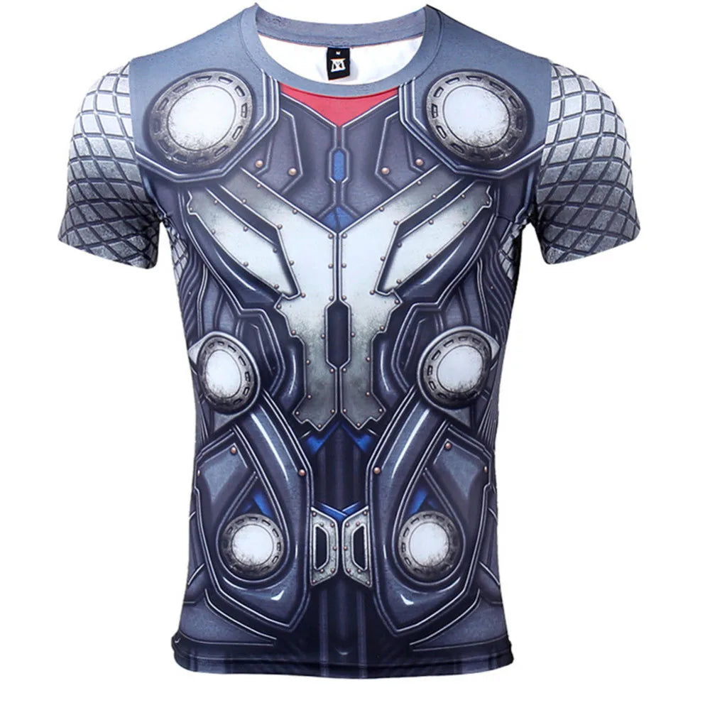 T-Shirt Avengers Thor 3D Compression - Manches Courtes Gris Bleuté